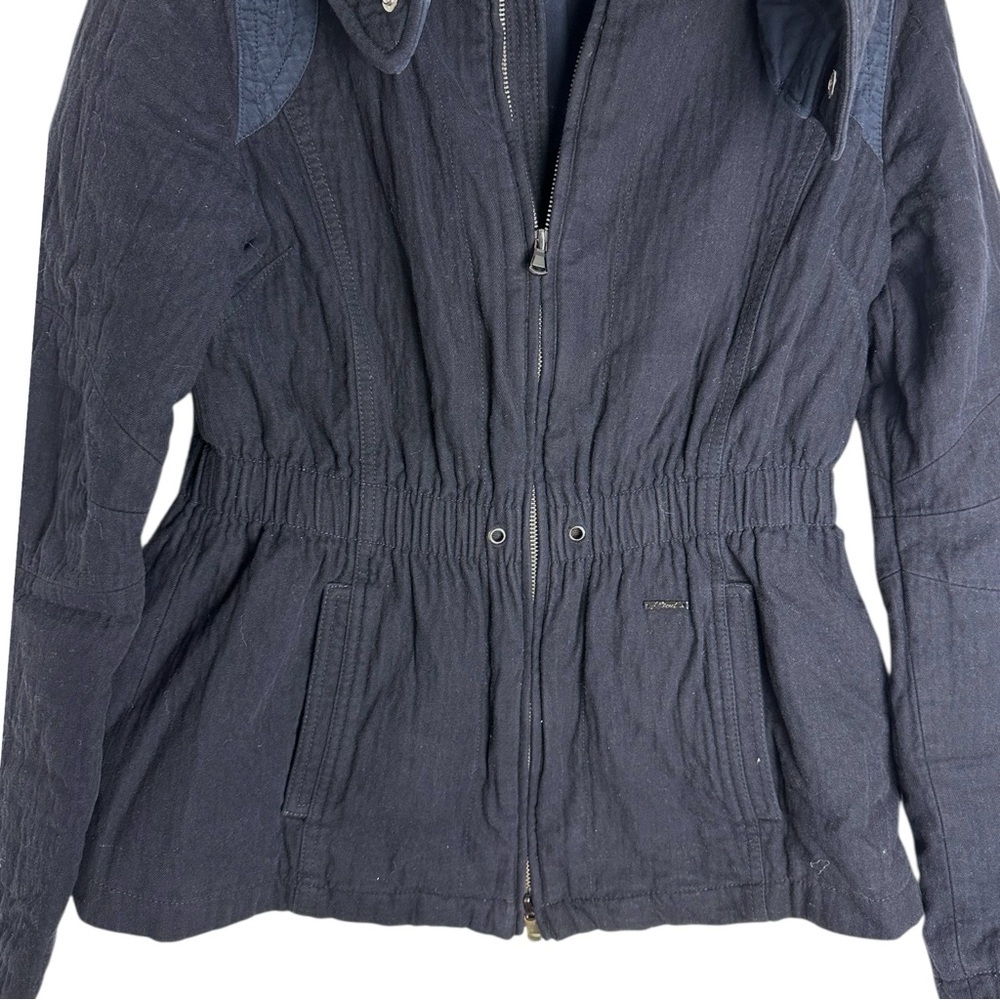 RARE Vintage 90s Diesel women’s moto cotton denim blue quilt parka coat jacket S - Picture 7 of 13